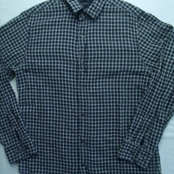 Banana Republic Medium Blue Shirt Plaid Checks - Picture 6 of 7